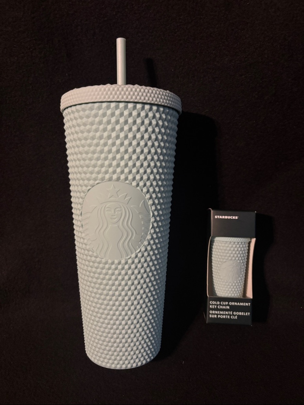 Starbucks Studded Cold Cup with Ornament/Keychain Matte Mint Green Super Cute!!